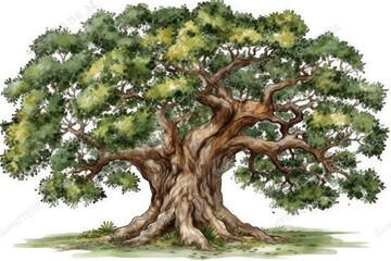 Poster - majestic tree with lush green foliage. Generative AI