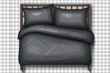 Wall Mural - modern bedroom with a black comforter and pillows on the bed. Generative AI