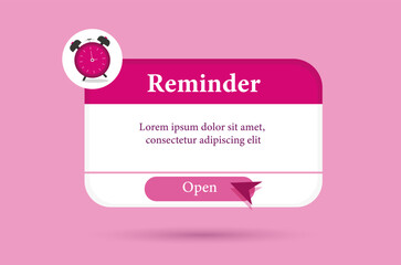 Poster - template of reminder. notification for mobile programs and applications. soyt interface, ui and ux d
