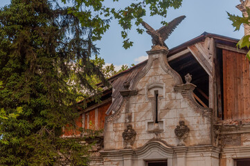 Wall Mural - Desolate Remnants Abandoned Serbian Manor Forgotten Relics: Deserted Serbian Mansion Abandoned Echoes: Serbian Estate in Ruins