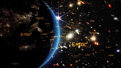 Wall Mural - space background with science formulas