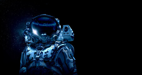 Wall Mural - astronaut at spacewalk . mixed media