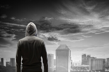 Poster - Silhouette of man in hoody