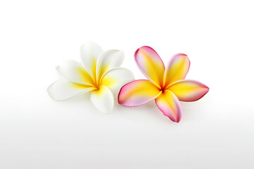 Wall Mural - Tropical beautiful flowers, frangipani plumeria flower isolated on white background. Created with Generative AI Technology