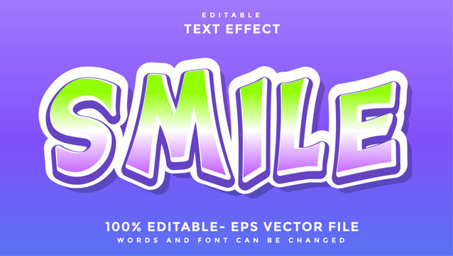 Minimal Gradient Word Smile Editable Text Effect Design, Effect Saved In Graphic Style