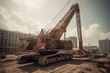 A broad perspective of a large construction crawler crane. Generative AI