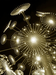 Poster - abstract neon glowing flower. bright sparkling background. psychedelic background