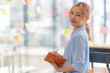 © Tj - happy young businesswoman Asian siting on the chairs cheerful demeanor raise holding coffee cup smiling looking laptop screen. Making opportunities female working successful in the office.