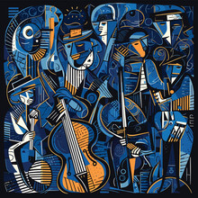 Vector Background Illustration With Abstract Concept Of Colorful Jazz Music