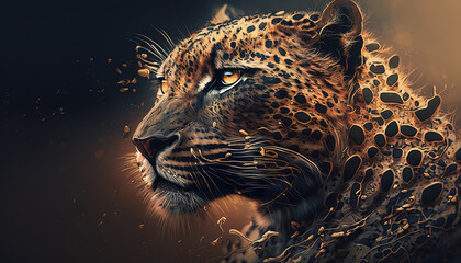 Naklejka na meble Leopard animal abstract wallpaper. Contrast background panthera in vivid colors generative ai