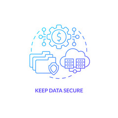 Wall Mural - Keep data secure blue gradient concept icon. Cloud storage. Financial records. Accounting software benefit abstract idea thin line illustration. Isolated outline drawing. Myriad Pro-Bold fonts used