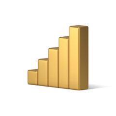 Poster - Bar diagram increase graph business analyzing chart golden isometric 3d icon realistic vector