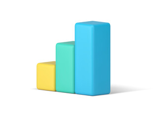 Poster - Bar graph financial business analyzing column chart colored structure step level 3d icon vector