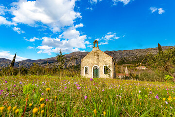 Wall Mural - Old church of the Most Holy Trinity in village Pridvorje. Konavle region. Croatia.