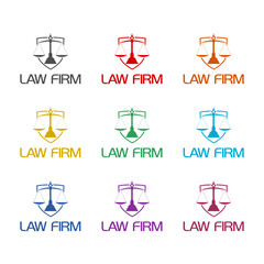 Poster -  Law Firm Logo Design icon isolated on white background. Set icons colorful