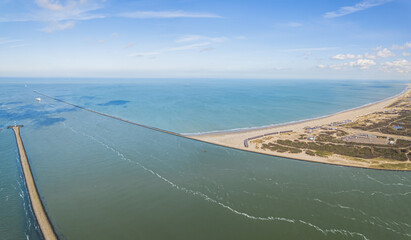 drone shot of the part of Maasvlakte in the North Sea, Netherlands. Industrial port. High quality photo