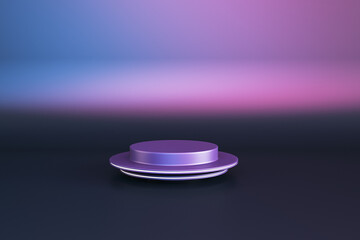 Aufkleber - Abstract empty pedestal for product placement and advertisement on gradient purple background with mock up place. 3D Rendering.