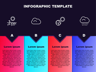 Poster - Set line Drought, Cloud, Earth globe and sun and with rain. Business infographic template. Vector