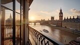 Fototapeta Londyn - Generative AI, a nice apartment with a view of Big Ben