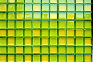 Poster - vibrant green and yellow glass panel up close. Generative AI