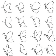 Wall Mural - Butterfly icon vector set. moth illustration sign collection. insect symbol or logo. 