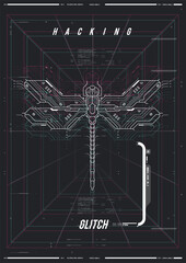 Wall Mural - Cyberpunk retro futuristic poster. Abstract cosmic shapes. Digital design elements hud style. Trendy shapes in cyberpunk style. Bar labels,info box bars.