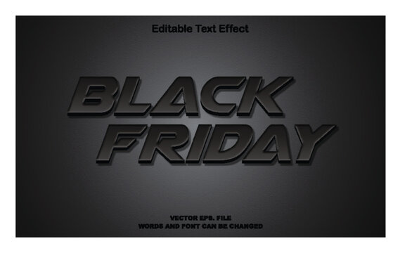 Black friday text effect template, editable sale and fashion text style, friday 3d editable text effect