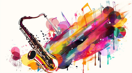 International jazz day background with watercolor illustration generative ai