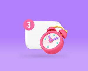 Poster - Reminder alarm clock sound notification email marketing online calendar notice 3d icon vector