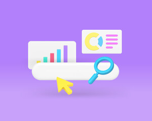 Poster - Financial data analysis business growth chart graph search information report 3d icon vector