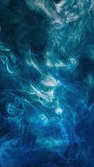 Wall Mural - Vapor cloud. Paint water. Mist texture. Sea wave. Blue color glossy steam haze cloud floating abstract art background with free space.