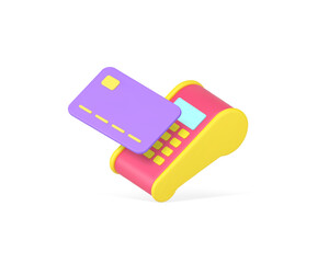 Poster - credit card pos terminal machine contactless payment e money banking transaction 3d icon vector