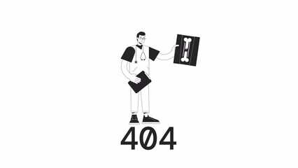 Poster - X-ray diagnosis bw 404 animation. Assess bones for fractures. Empty state 4K video concept footage with alpha channel transparency. Monochromatic error flash message for web page not found, UI design