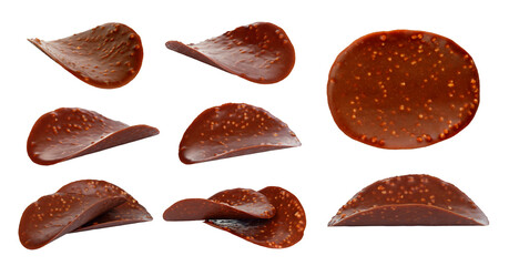 Fototapete - Set of Chocolate Chips with Nuts on transparent background 