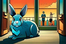 For Story Comic Book. Various Life Of A Rabbit Or Bunny. Generative AI