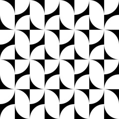 Poster - Geometric abstract seamless pattern. Repeating black color texture on isolated white background. Repeated geometry shape lattice for design prints. Modern style repeat element. Vector illustration