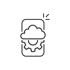 Fototapete - devops icon like thin line phone with gear and cloud. linear trend modern logotype graphic stroke art design web element isolated on white. concept of data optimization pictogram or smartphone develop