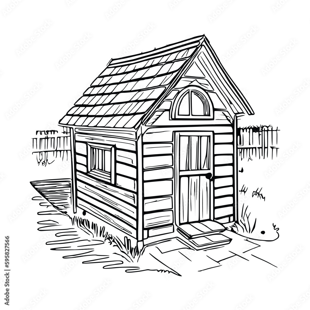 Animal house coloring book, Dog house coloring page, black and white ...