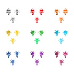 Wall Mural - RGB light bulbs lamp icon isolated on white background. Set icons colorful