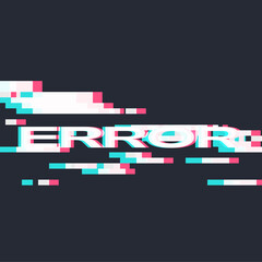 Poster - Gliteched Pixels Effect with Error Typography, Black Background
