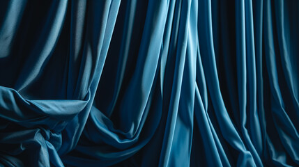Brightly lit blue curtains for your background, generative AI.