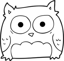 Freehand Drawn Black And White Cartoon Owl