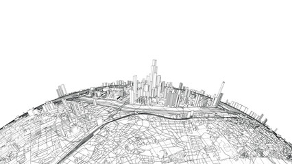 Poster - 3d city sphere. vector rendering of 3d