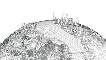 Poster - 3d city sphere. vector rendering of 3d