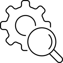 Wall Mural - SEO thin line icon. Optimization of website. Gear under magnifier. Vector illustration.