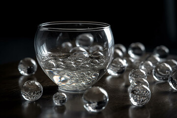 Sticker - Scattered glass balls in a glass of water. Generative AI