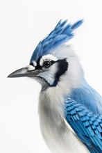 Blue Jay Bird Isolated On White Background Generative Ai.