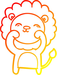 warm gradient line drawing of a cartoon lion