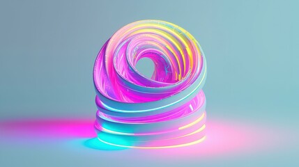 Poster - Neon pastel spirangle on white background with copyspace. Generative ai
