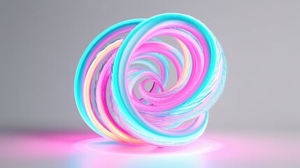 Poster - Neon pastel spirangle on white background with copyspace. Generative ai